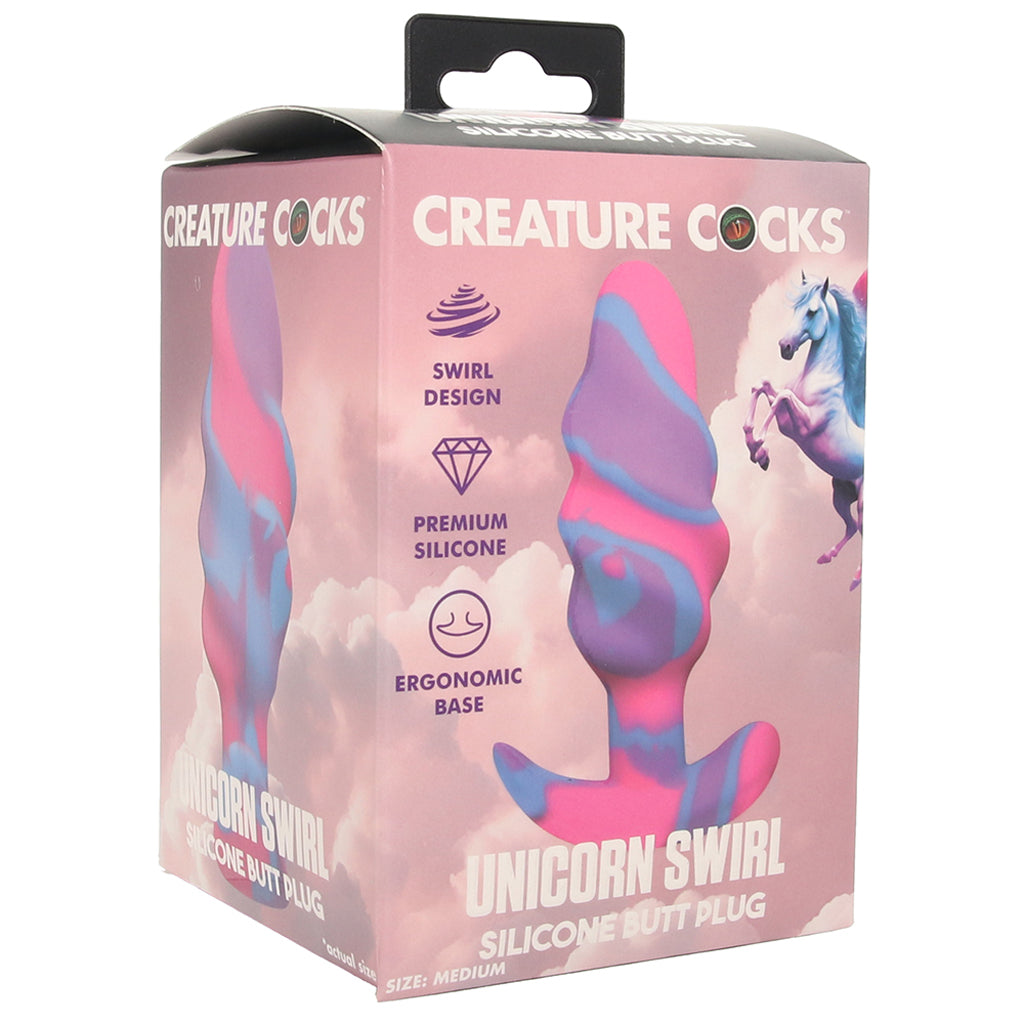 Creature Cocks Unicorn Swirl Silicone Butt Plug in Medium Anal Sex Toys > Butt Plugs