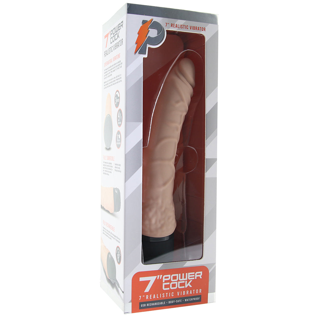 PowerCock 7 Inch Realistic Vibe in Light Vibrators > Realistic Vibrator Dildos