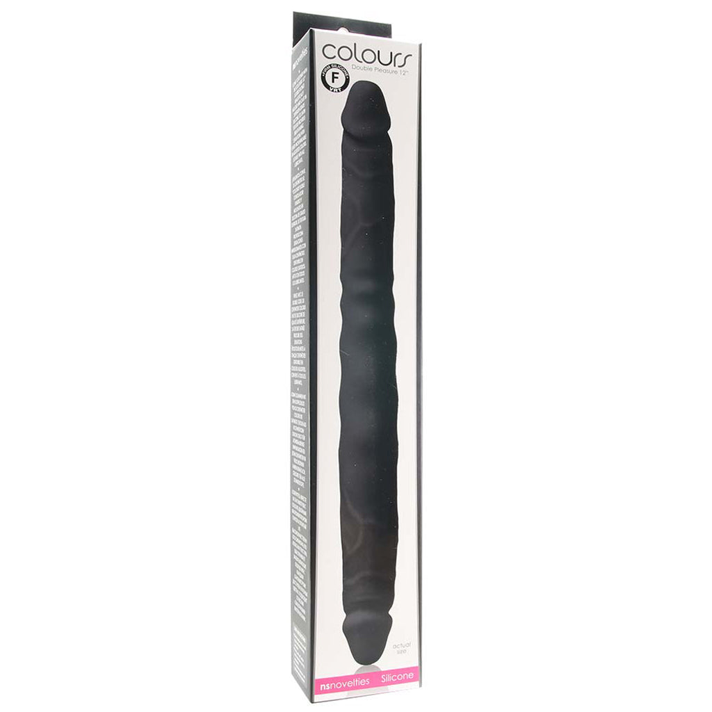 Colours Double Pleasure 12 Inch Dildo in Black Dildo Sex Toys > Double Ended Dildos