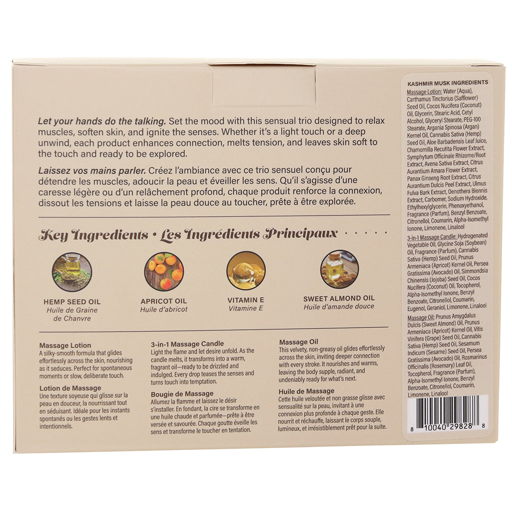 Hemp Seed Tranquility Trio Massage Kit in Kashmir Musk Sensual Love > Massage