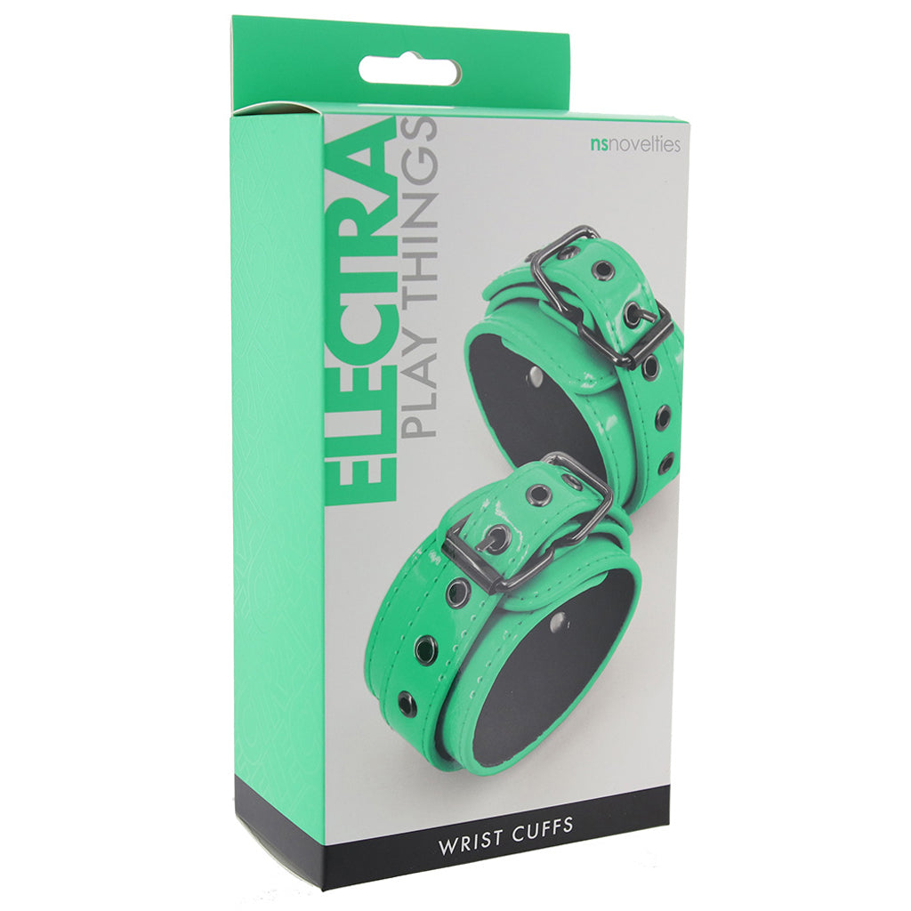 Electra Play Things Wrist Cuffs in Neon Green Bondage and Fetish > Wrist and Ankle Cuffs