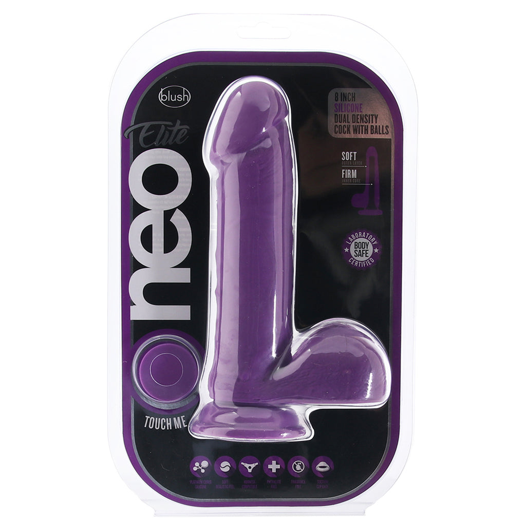 Neo Elite 8 Inch Silicone Dual Density Cock in Purple Dildo Sex Toys > Realistic Dildos