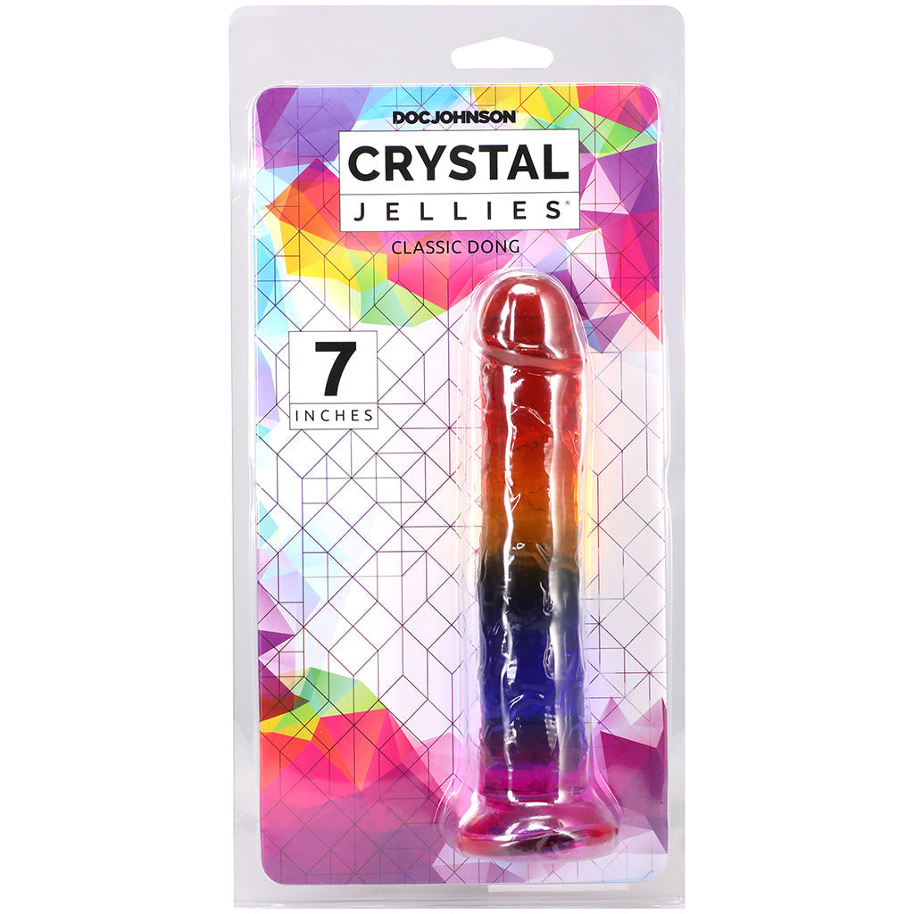 Crystal Jellies 7 Inch Classic Dildo in Rainbow Dildo Sex Toys > Realistic Dildos
