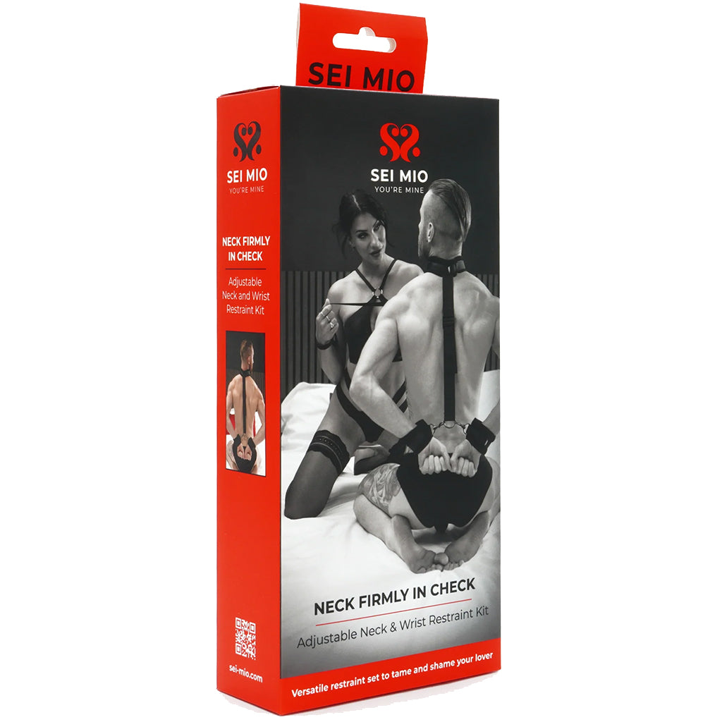 Sei Mio Neck Firmly In Check Neck & Wrist Restraint Kit Bondage and Fetish > Wrist and Ankle Cuffs