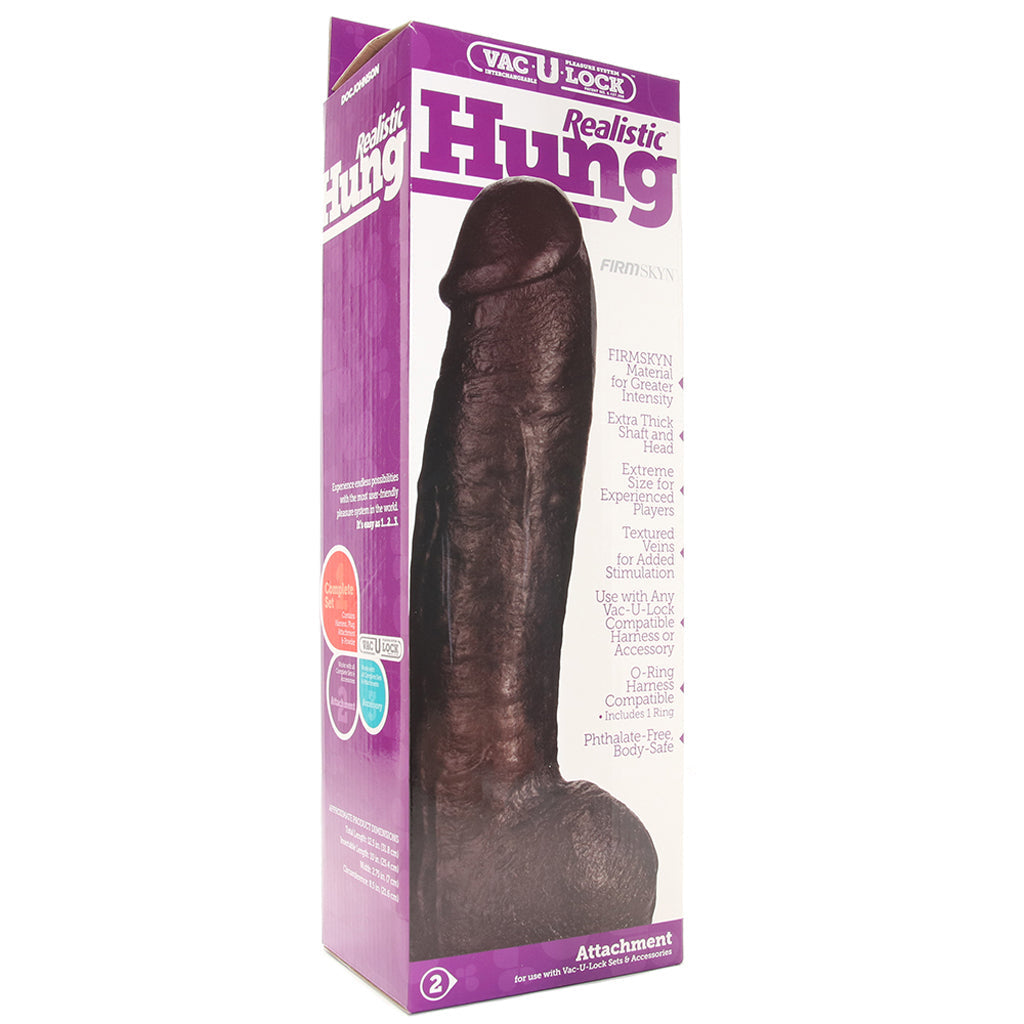 Hung 12.5 Inch Vac-U-Lock Dildo in Brown Dildo Sex Toys > Realistic Dildos