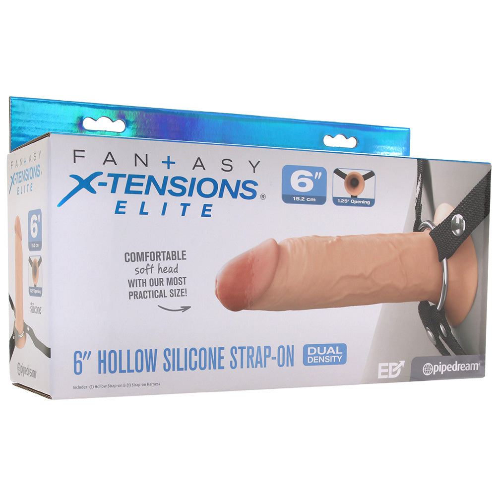 Fantasy X-tensions Elite 6 Inch Hollow Strap-On in Light Dildo Sex Toys > Strap-On and Harnesses