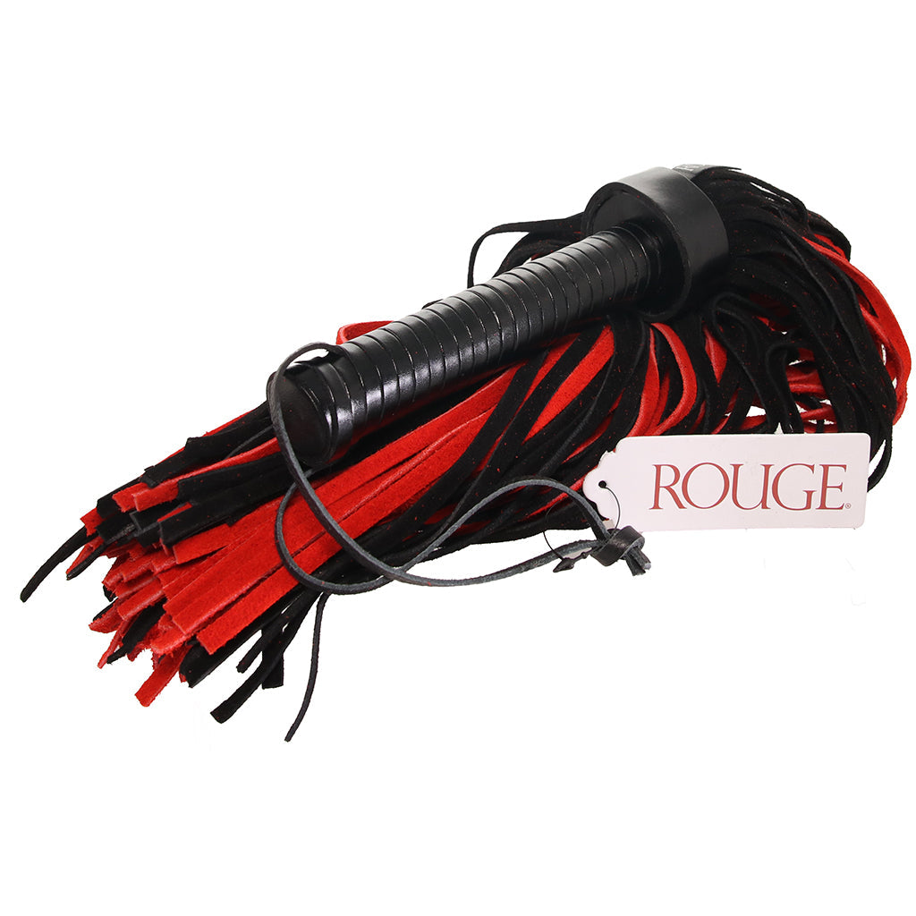 Long Suede Flogger in Black & Red Bondage and Fetish > Leather