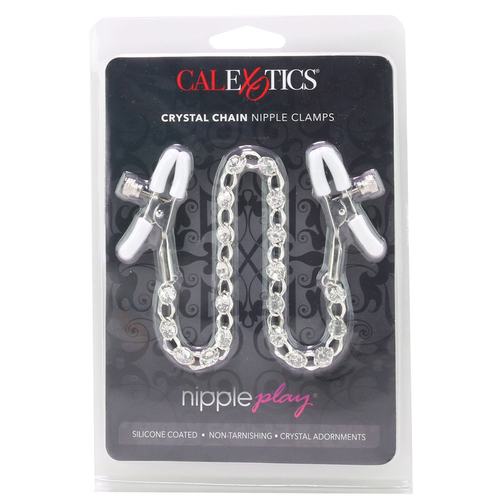 nipple play Crystal Chain Nipple Clamps in White Bondage and Fetish > Nipple Stimulators & Clamps