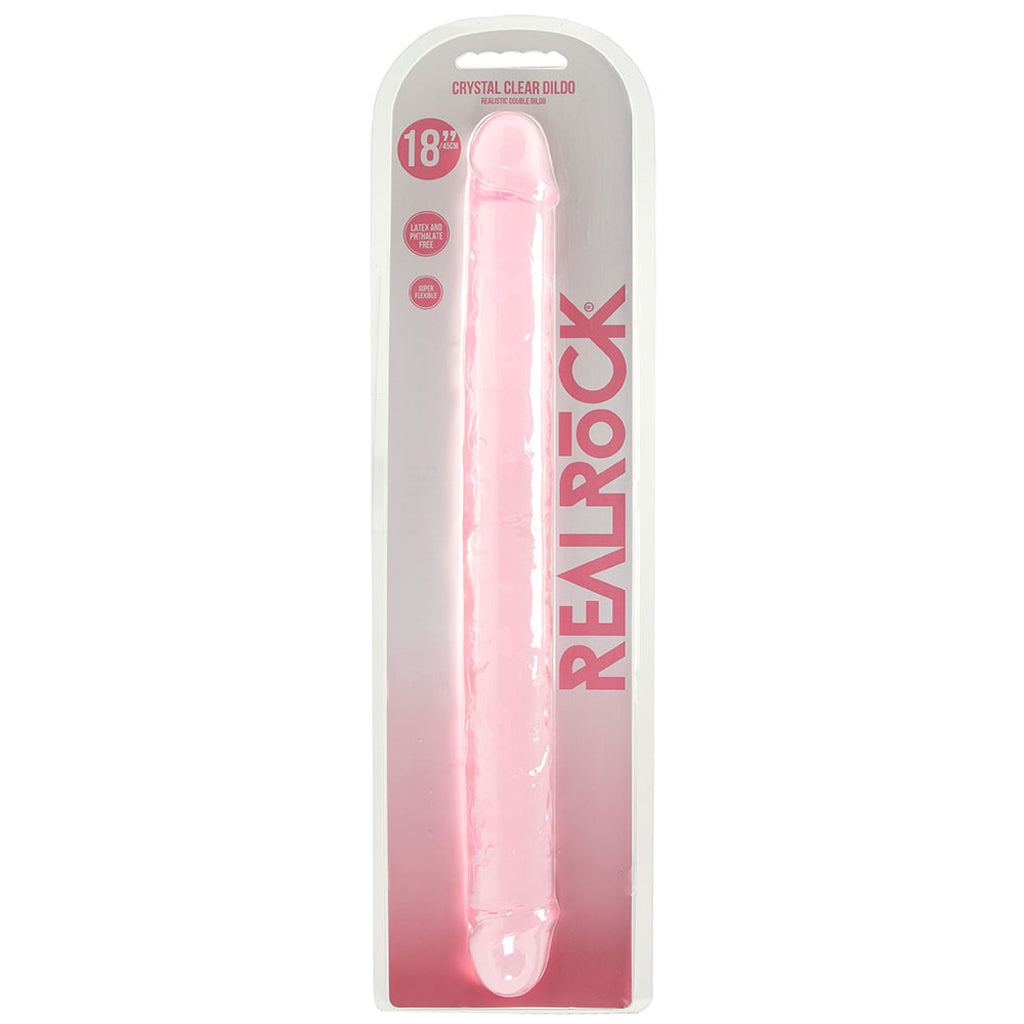 RealRock Crystal Clear Jelly 18 Inch Double Dildo in Pink Dildo Sex Toys > Double Ended Dildos