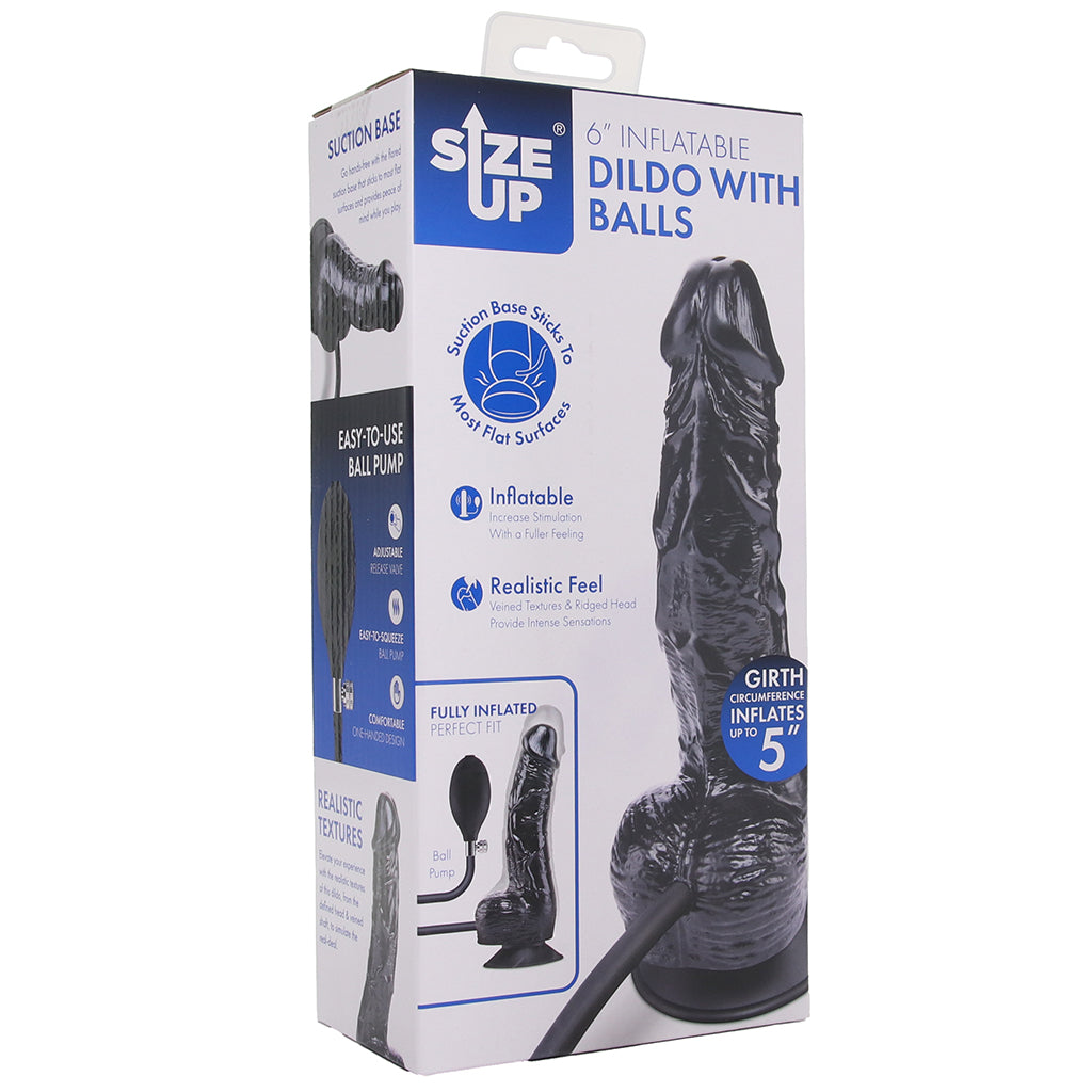 Size Up 6 Inch Inflatable Dildo with Balls Dildo Sex Toys > Realistic Dildos