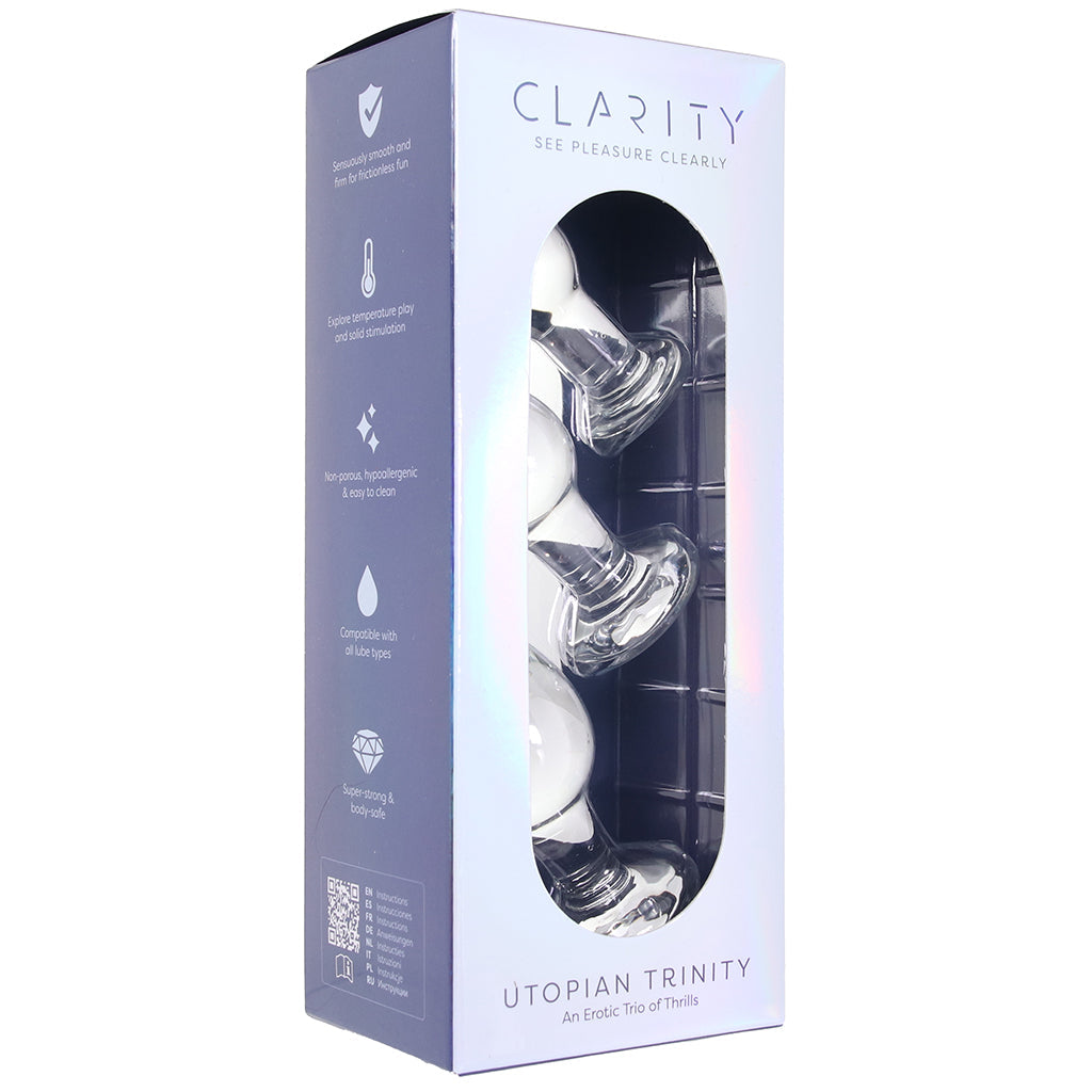 Clarity Utopian Trinity Glass Butt Plug Set