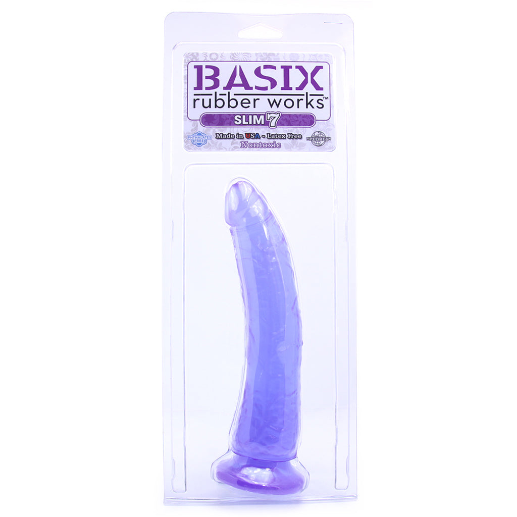 Basix Slim 7 Inch Dildo in Purple Dildo Sex Toys > Realistic Dildos