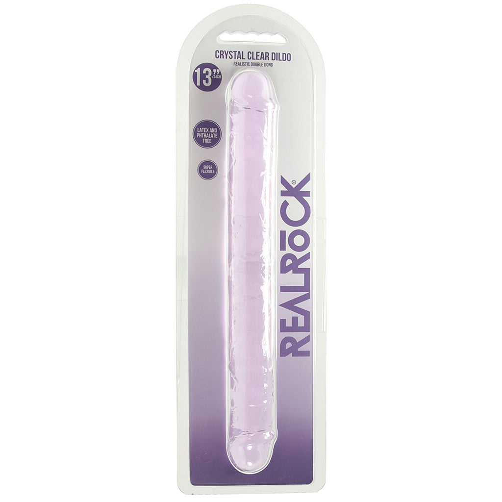 RealRock Crystal Clear Jelly 13 Inch Double Dildo in Purple Dildo Sex Toys > Double Ended Dildos