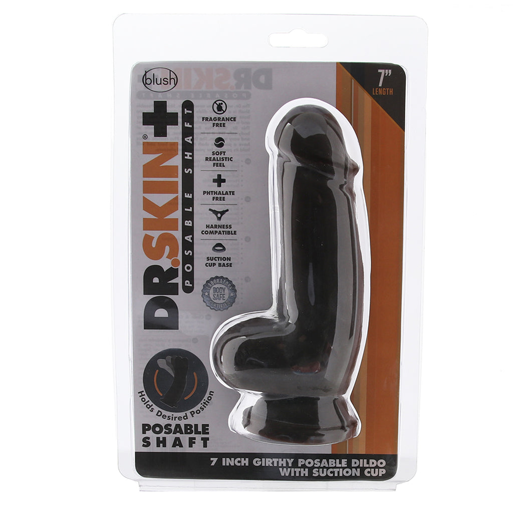 Dr. Skin Plus 7 Inch Girthy Poseable Dildo in Chocolate Dildo Sex Toys > Realistic Dildos
