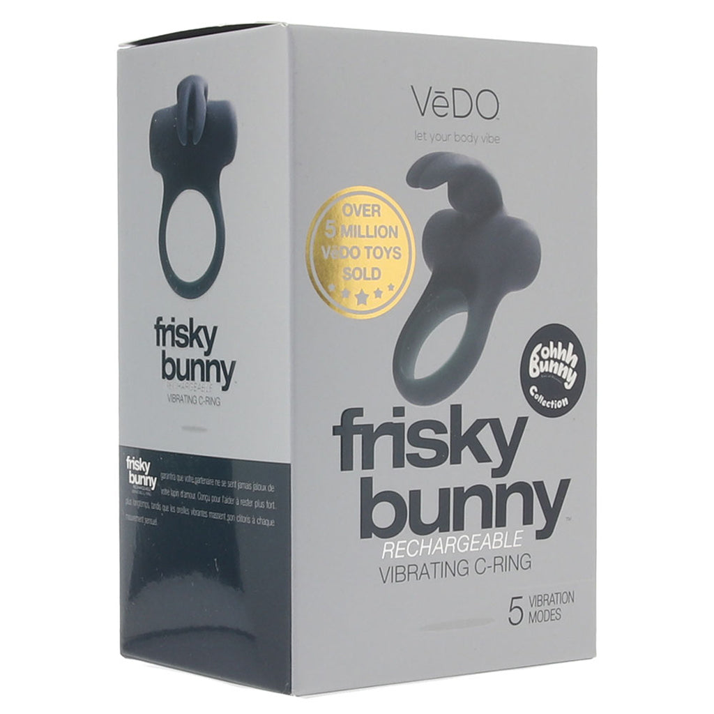Frisky Bunny Vibrating Ring in Black Pearl Cock Rings