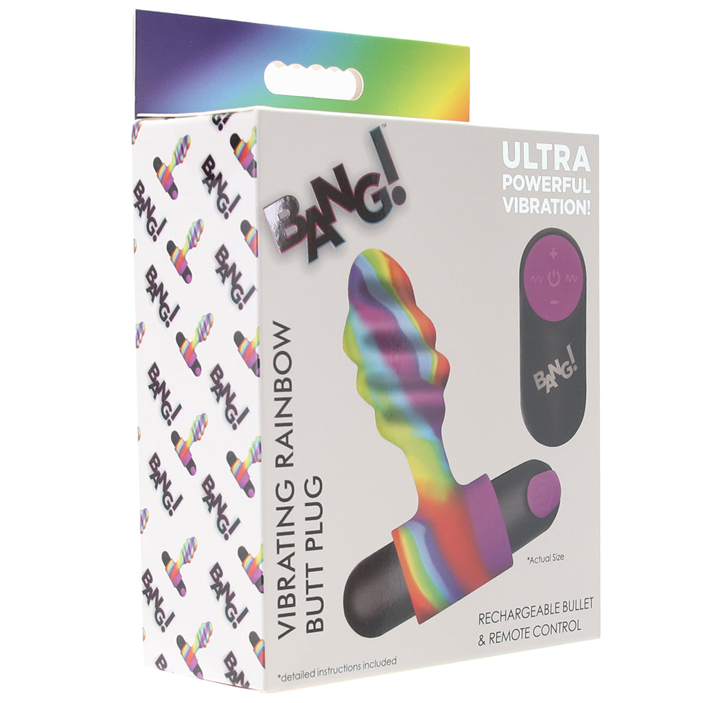 Bang! Vibrating Rainbow Butt Plug with Remote Anal Sex Toys > Butt Plugs