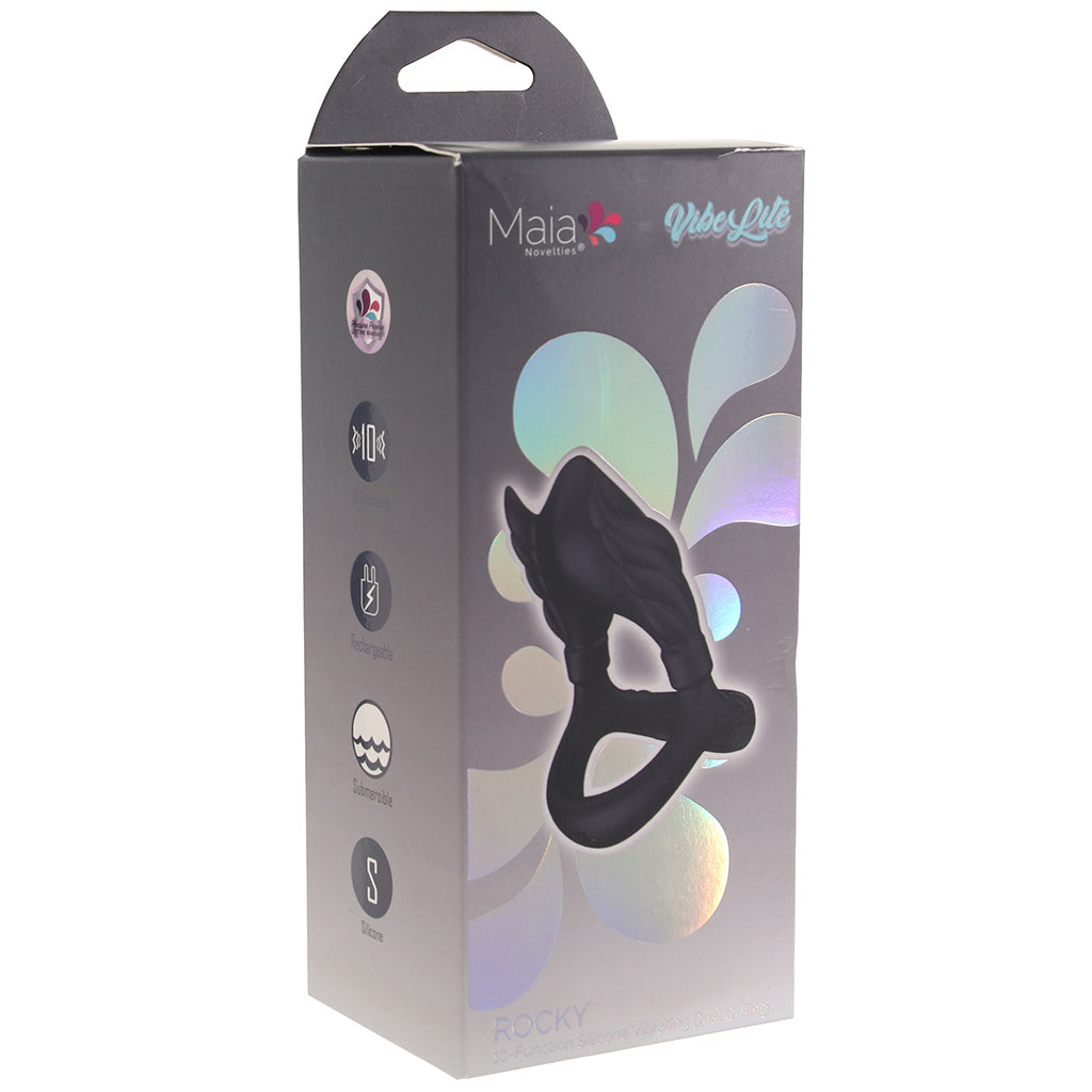 Rocky Silicone Vibrating Dual C-Ring Cock Rings