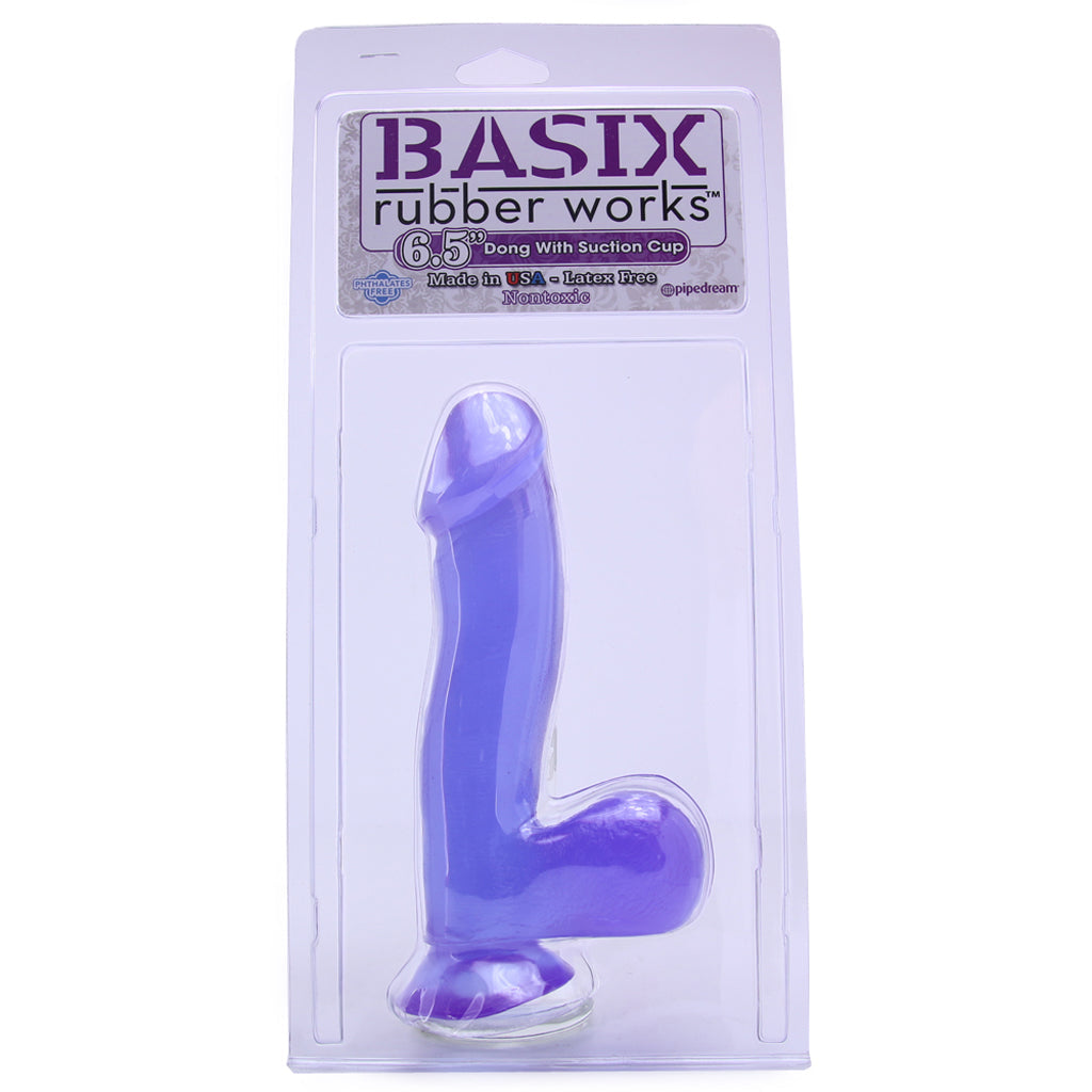 Basix 6.5 Inch Suction Base Dildo in Purple Dildo Sex Toys > Realistic Dildos