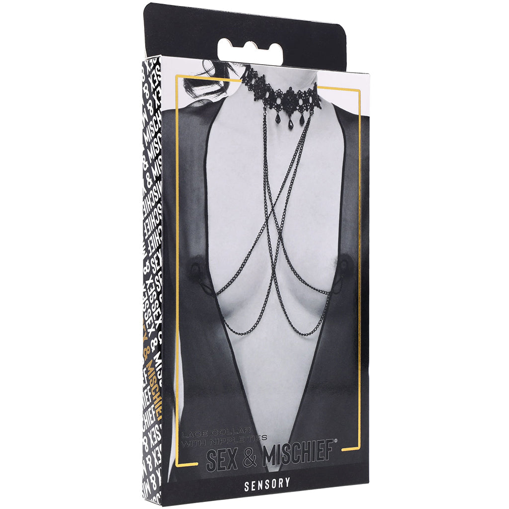 Sex & Mischief Lace Collar with Nipple Ties Bondage and Fetish > Tools & Accessories