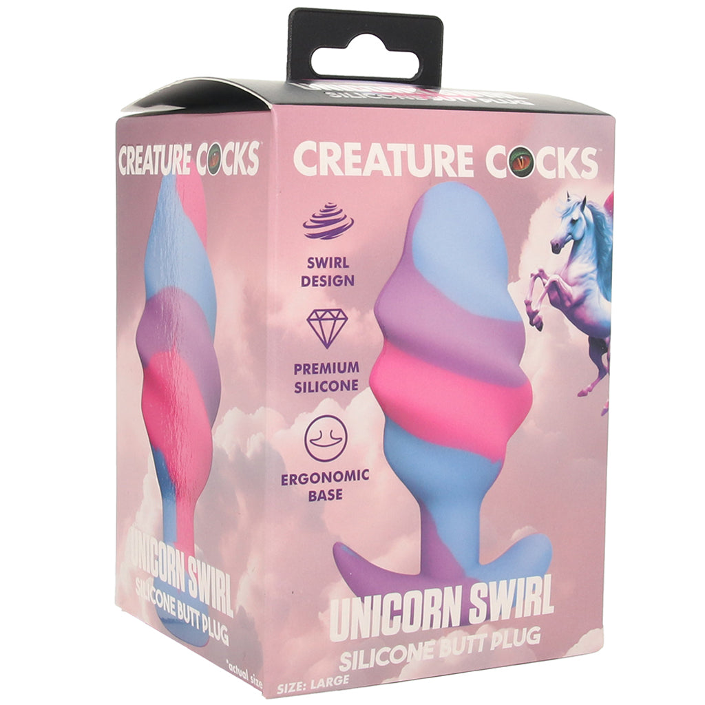 Creature Cocks Unicorn Swirl Silicone Butt Plug in Large Anal Sex Toys > Butt Plugs