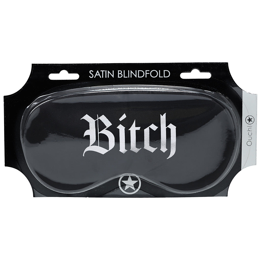 Ouch! Printed Satin Bitch Blindfold Bondage and Fetish > Pleasure Masks and Dress Up Play