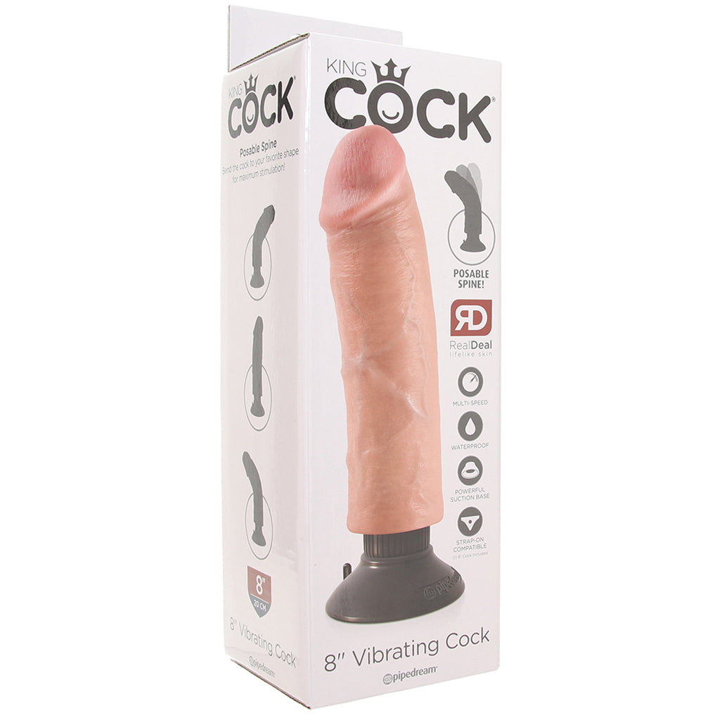 King Cock 8 Inch Vibrating Suction Dildo in Flesh Vibrators > Realistic Vibrator Dildos