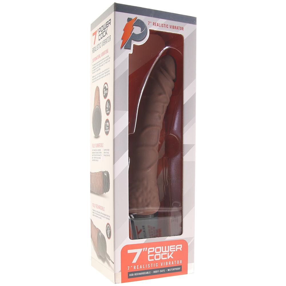 PowerCock 7 Inch Realistic Vibe in Brown Vibrators > Realistic Vibrator Dildos