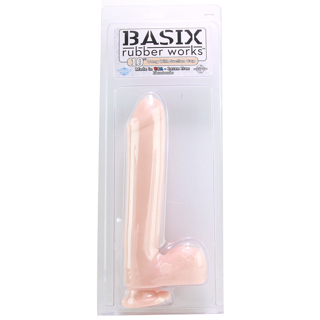 Basix 10 Inch Suction Base Dildo in Flesh Dildo Sex Toys > Realistic Dildos
