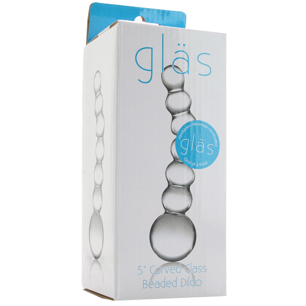 5 Inch Curved Glass Beaded Dildo Dildo Sex Toys > Non-Phallic Dildos