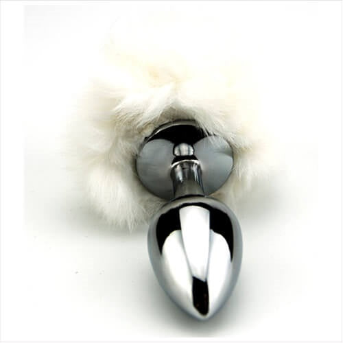 Furry Fantasy Bunny Tail – Small Teardrop Metal Butt Plug