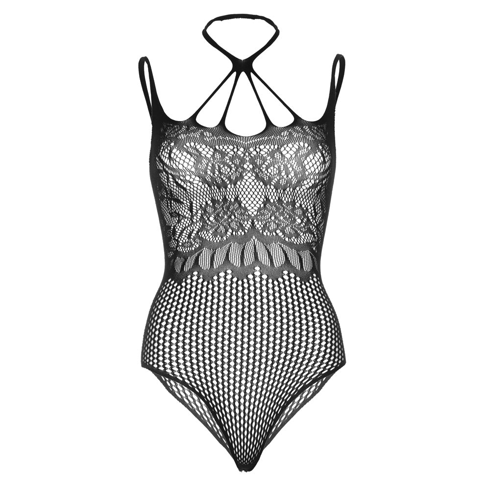 Leg Avenue Strappy Halter Thong Teddy – Seamless Lace Lingerie