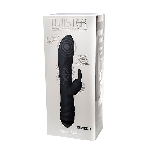 Adrien Lastic Twister Rabbit Massager Black with Ultra Wave Motion System