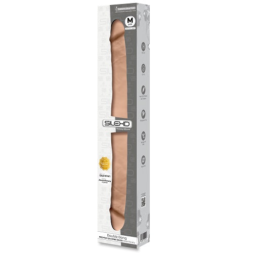 SILEXD Model 1 Double Dong in Light Flesh 16.5 Inch Realistic Dual Density Memory Silicone Dildo