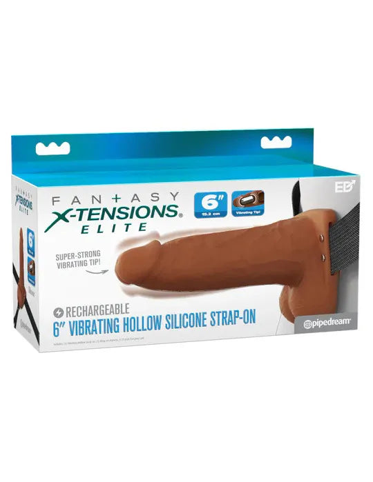 Fantasy X-Tensions Elite (Light) – 6 Inch Vibrating Hollow Silicone Strap-On