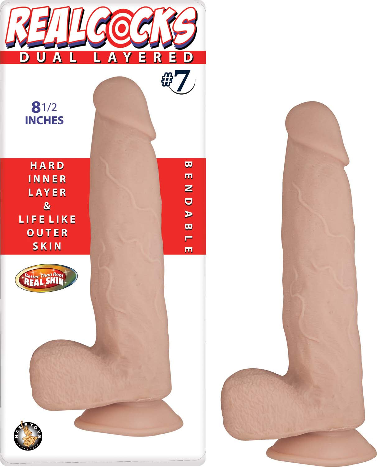 RealCocks Dual Layer Bendable Dildo 9 Inch Vanilla – Lifelike Bendable Dildo