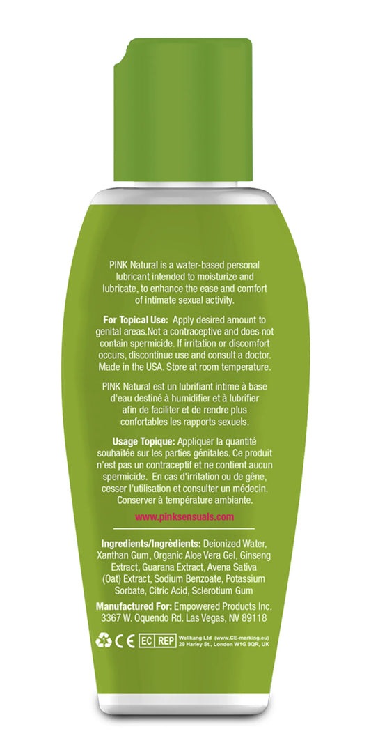 Pink Natural Water-Based Lubricant 80 ml - Organic Aloe Vera Lubricant