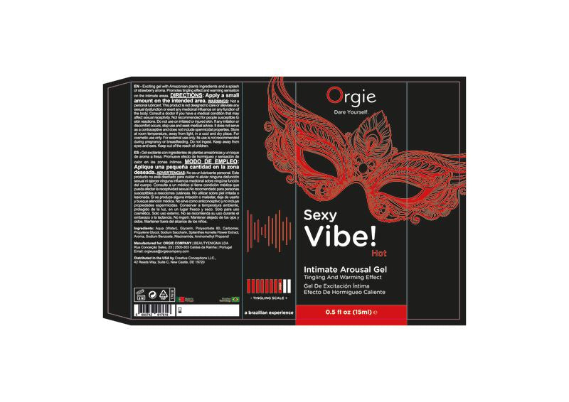 Orgie Sexy Vibe Hot Intimate Warming Arousal Gel 15ml Gel