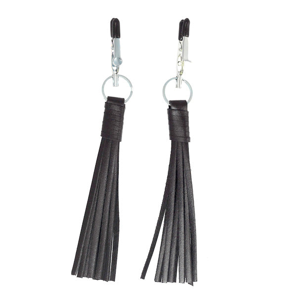 Rimba Nipple Clamps with Leather Tassels – Leather Nipple Clamps
