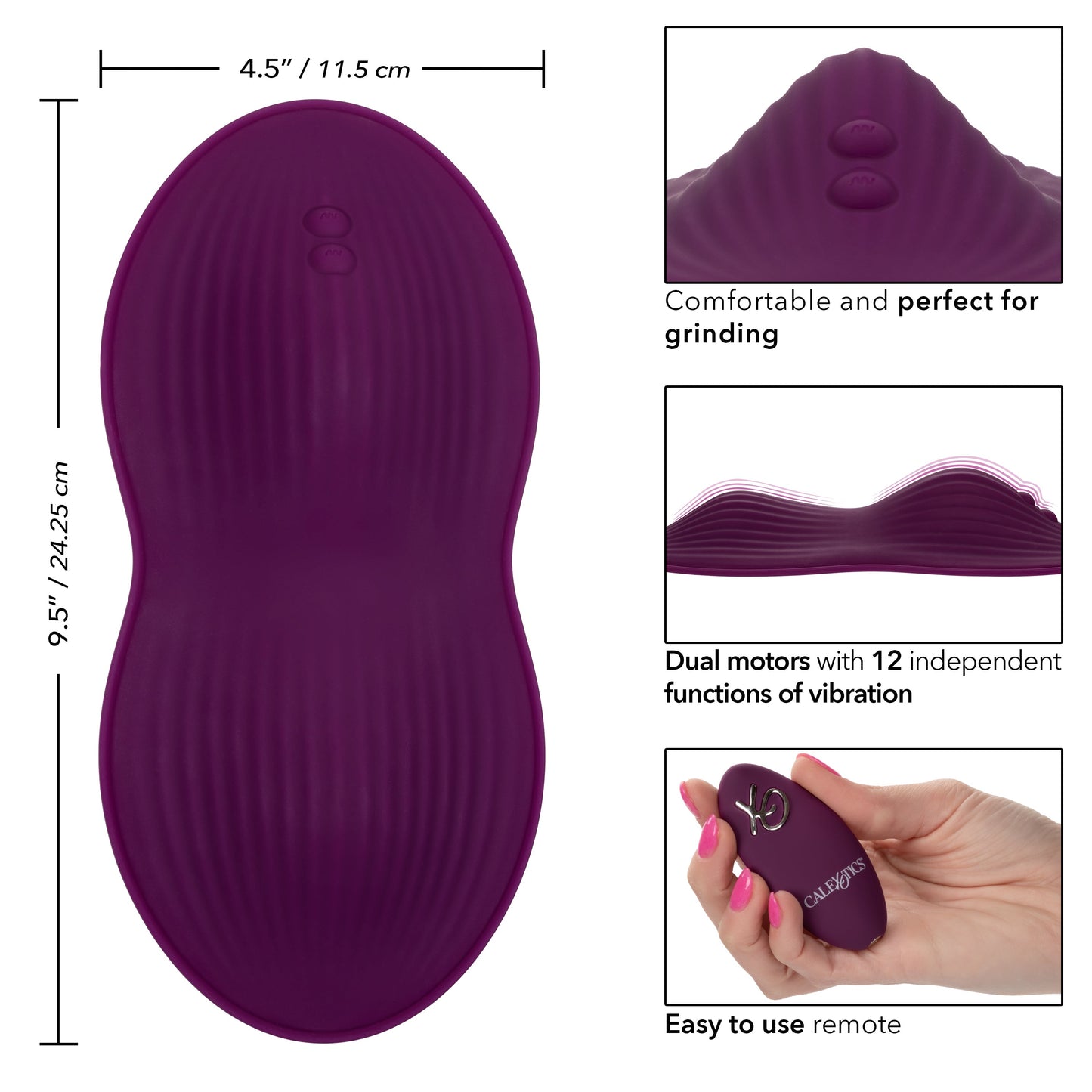 CalExotics Lust Remote Control Dual Rider (Purple) – Waterproof Silicone Massager with Dual Motors