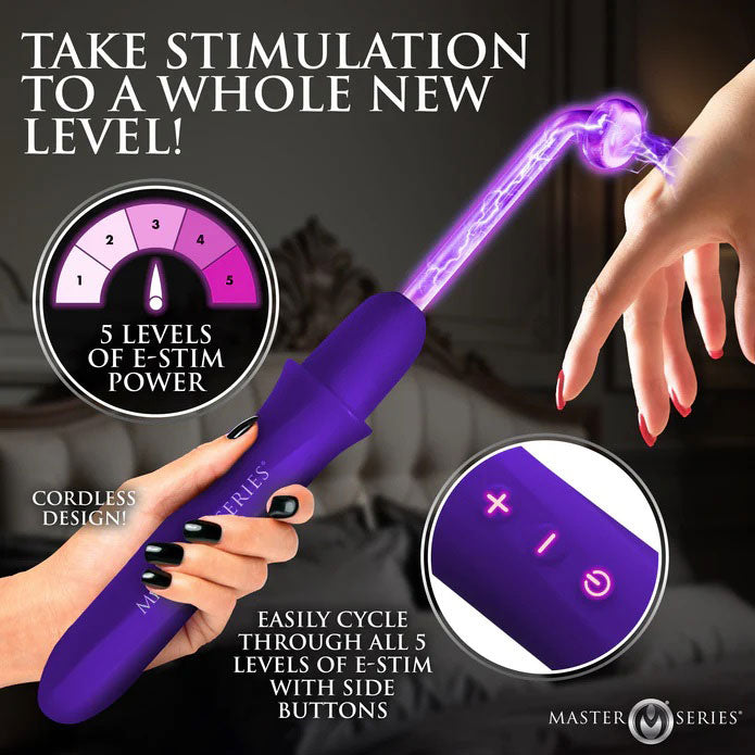 Elektrawand Rechargeable Violet Wand (Purple) – Cordless Electro Stimulation Wand with Attachments