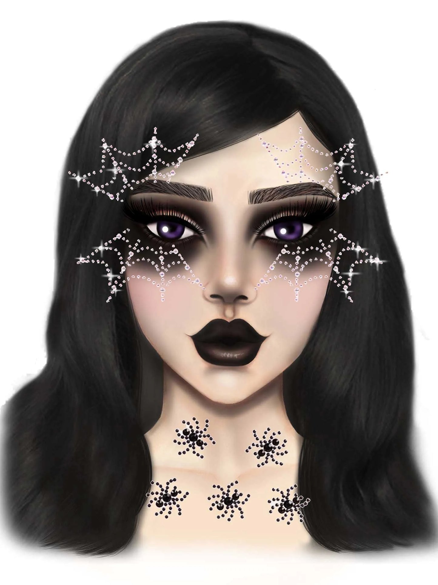 Spider Web Face Jewels Sticker – Adhesive Rhinestone Face Jewelry