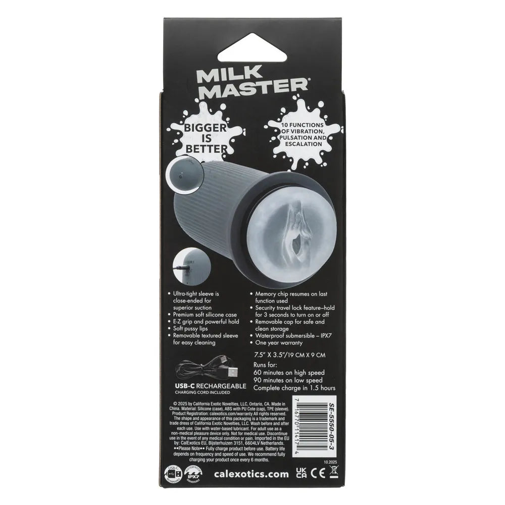 Milk Master Grip-N-Stroke (Grey) – Rechargeable Vibrating Masturbator