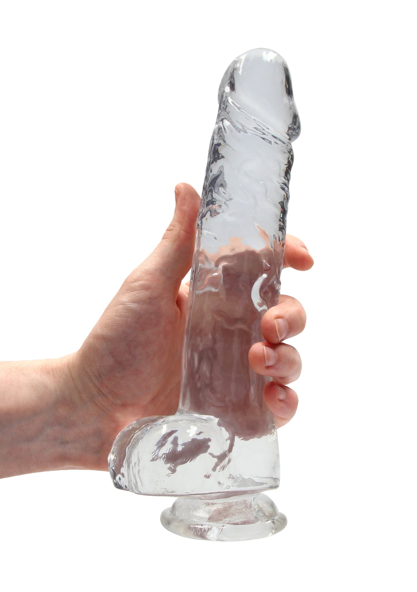 RealRock Crystal Clear 9 Inch Realistic Dildo With Balls – Body-Safe Dildo