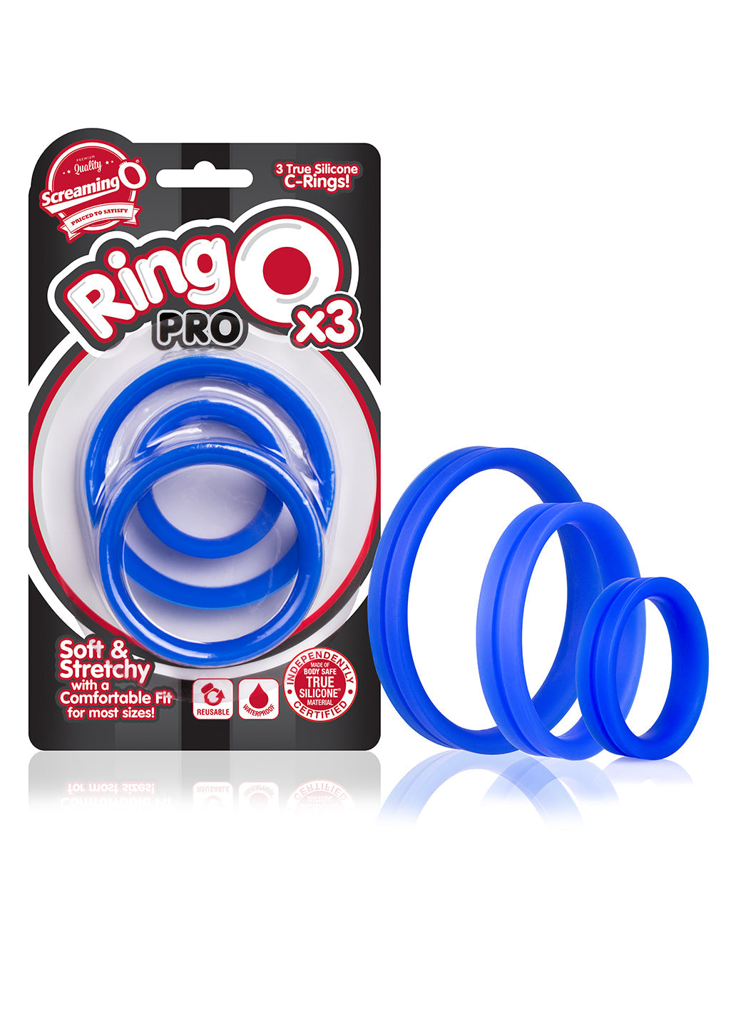 RingO Pro X3 – Durable True Silicone Cock Ring Set with Three Sizes