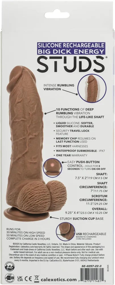 Big Dick Energy Studs – 7.5" Rechargeable Silicone Hands-Free Vibrator