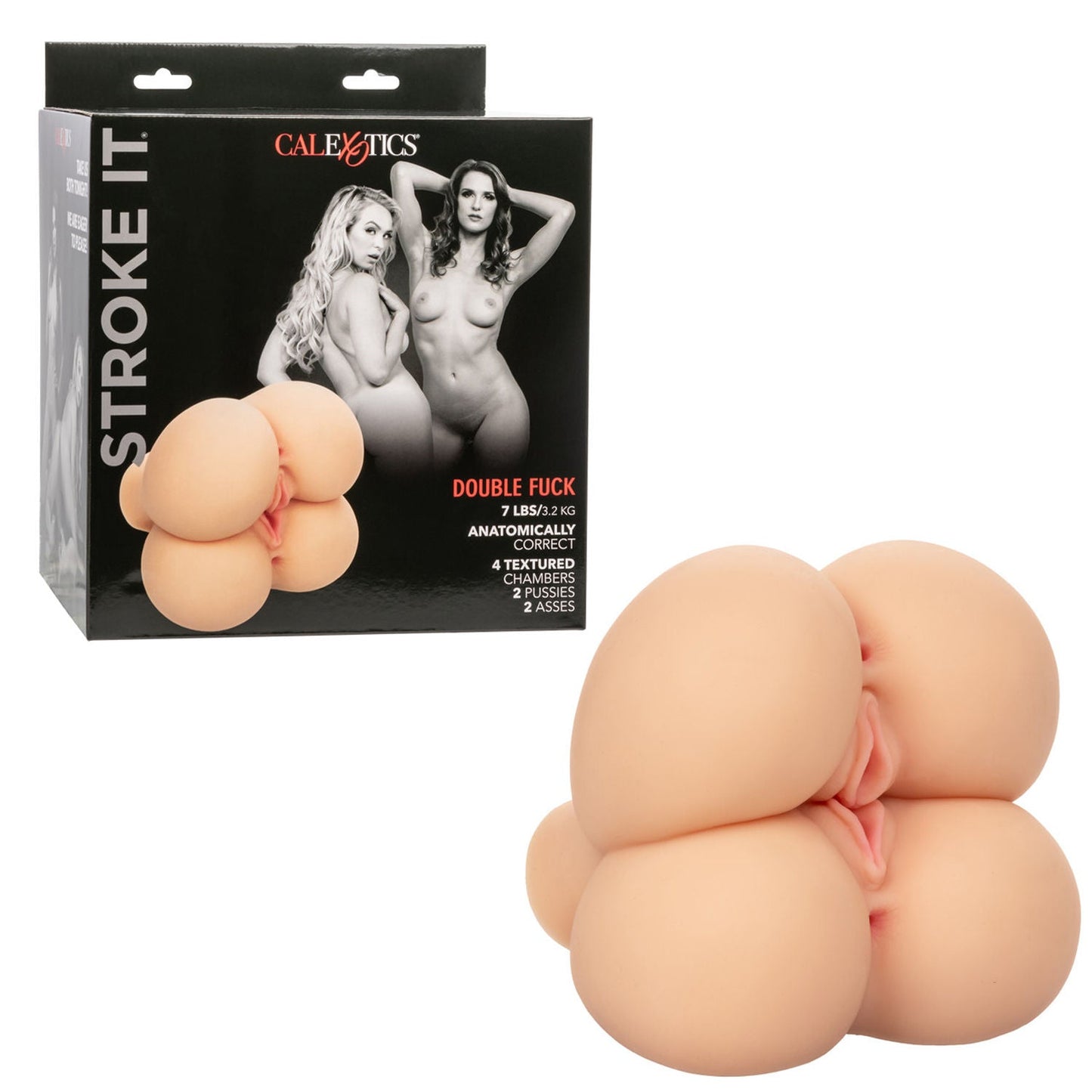 Stroke It Double Fuck (Ivory) – Heavy-Duty 7 lbs Lifelike Double-Stroker Sleeve