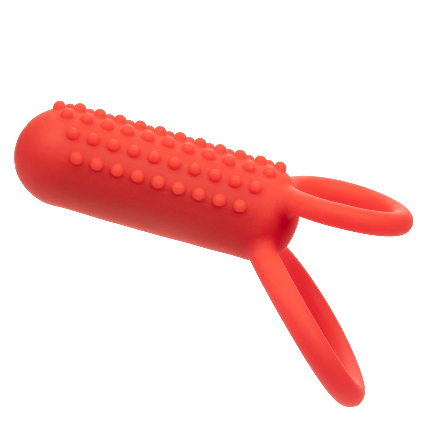 CalExotics Silicone Vertical Dual Enhancer Red Waterproof with 12 Intense Vibration Functions