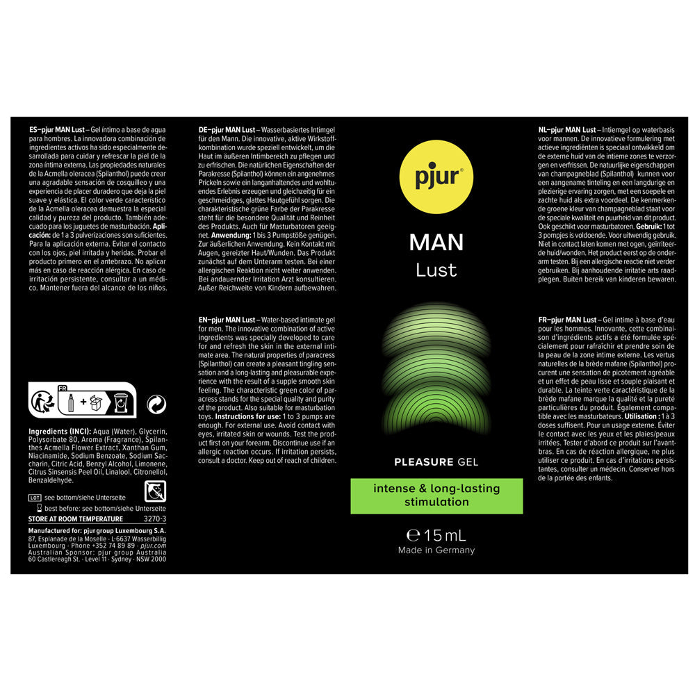 Pjur Man Lust (15ml) – Water-Based Pleasure Gel