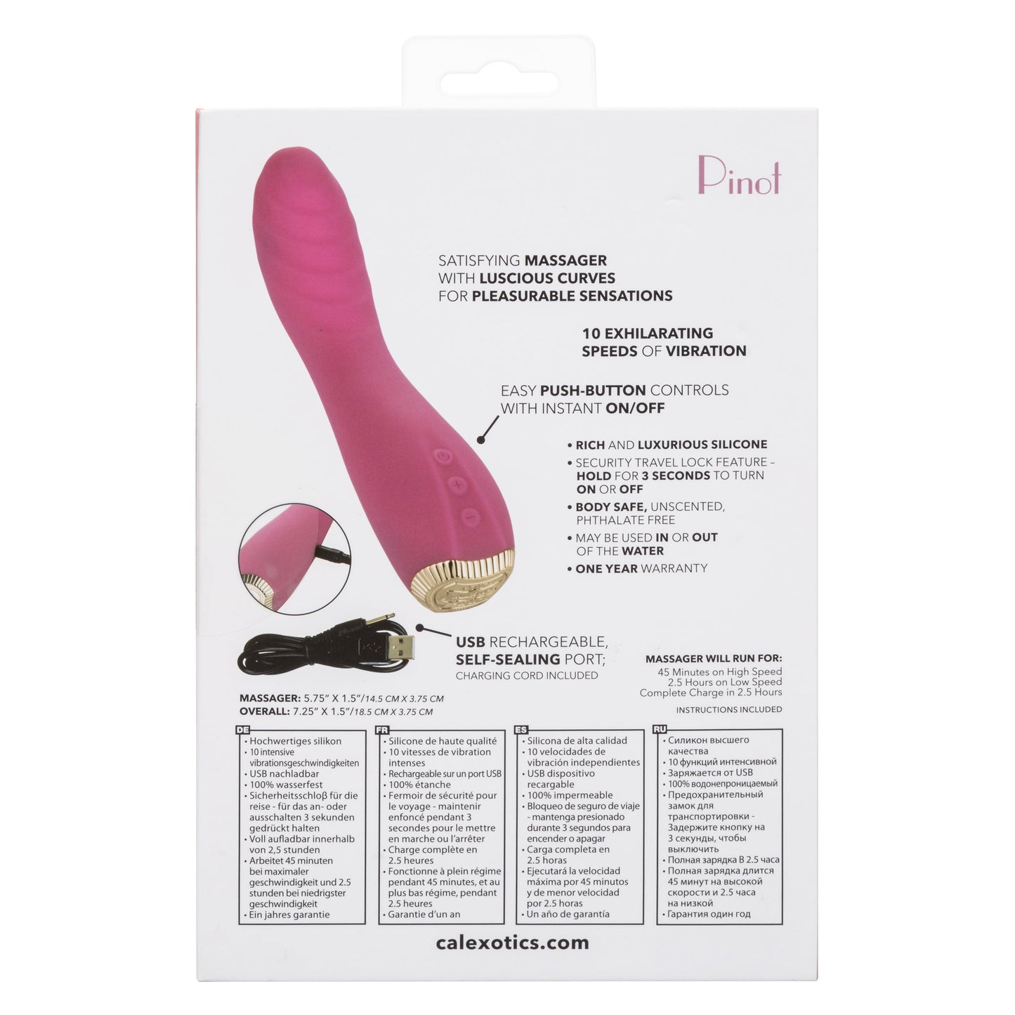 Uncorked Pinot Pink Silicone Massager with 10 Speeds and Rechargeable