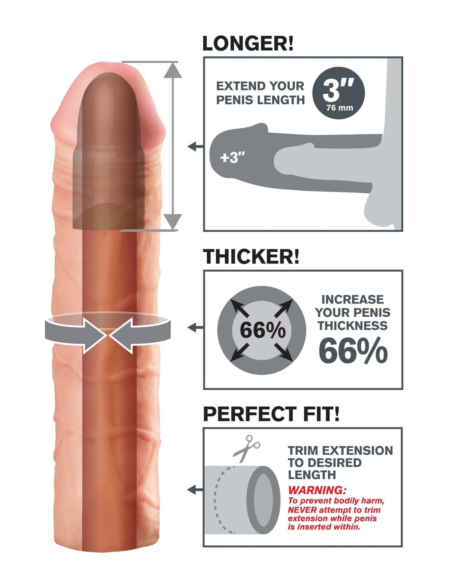 Fantasy X-tensions Mega 3 Inch Extension – Erection Enhancer Penis Extension